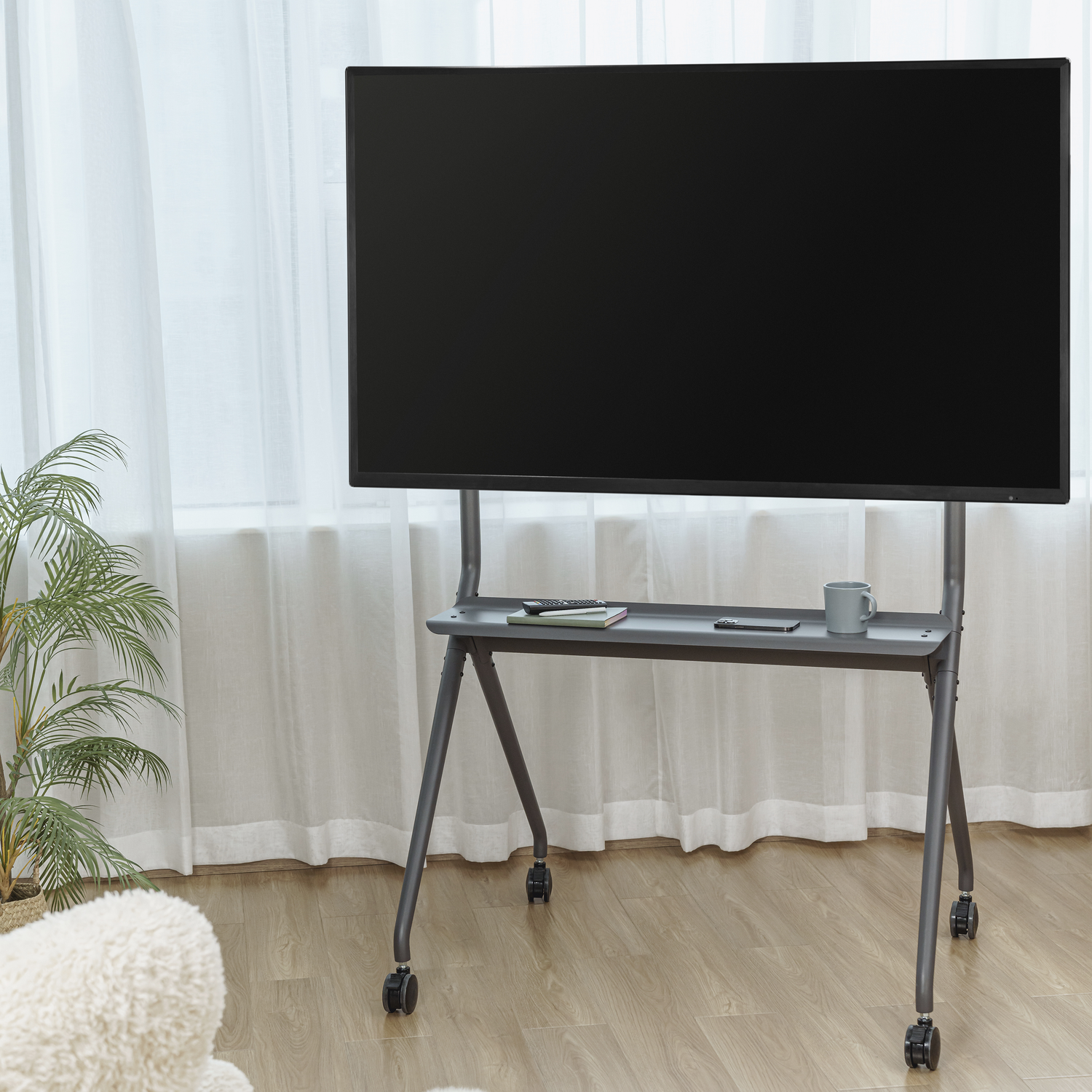 ACT Verrijdbare TV/monitor vloersteun 50” tot 86'' VESA AC8372 Verrijdbaar TV meubel Grijs