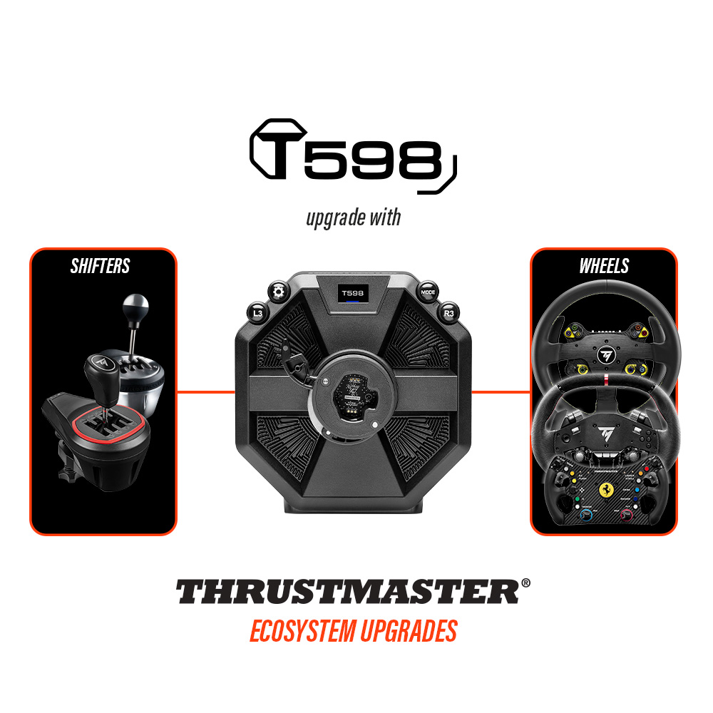 Kit de actualización negro Thrustmaster T598 con palancas de cambio y volantes.