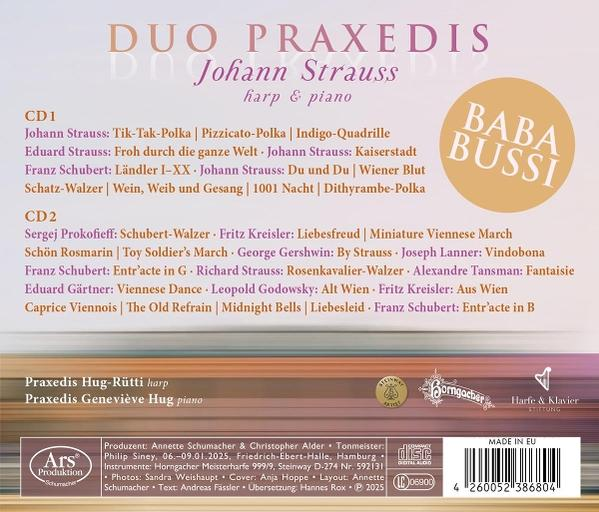 Notenblatt, Titelseite für eine Duo-Aufführung von Johann Strauss Musik.