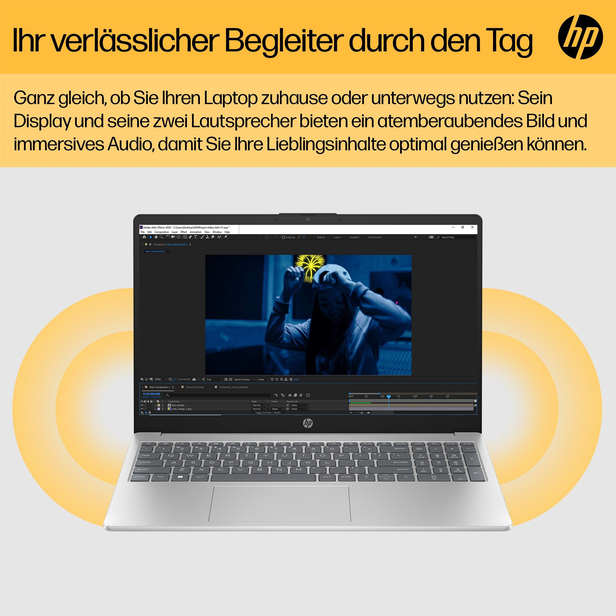 Ein Laptop mit einem Bildschirm, der eine Videoschnittstelle zeigt, mit gelben Kreisen darum.