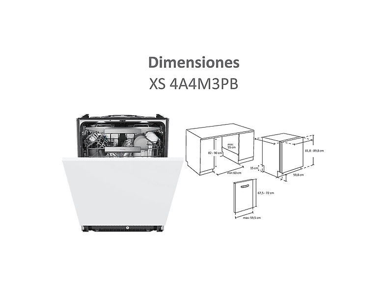 Lavavajillas integrable Haier XS4A4M3PB, 10 programas, 3ª bandeja, 44dB, WiFi, blanco – imagen 2