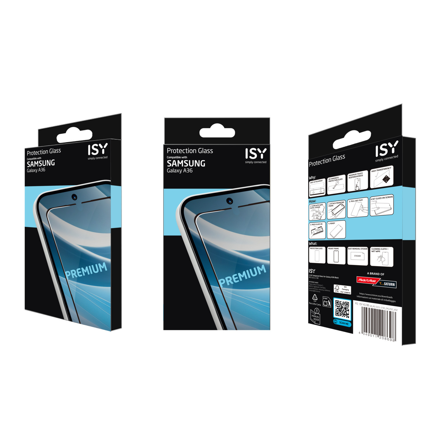Phone screen protectors in packaging.