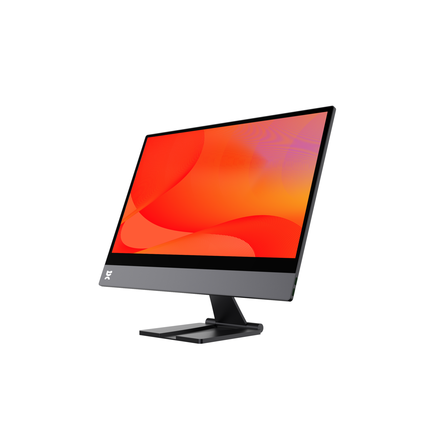 A computer monitor with a red and orange background.