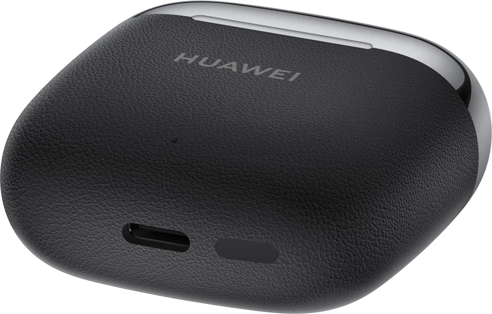 Fekete-ezüst fülhallgatótok a 'HUAWEI' márkajelzéssel.