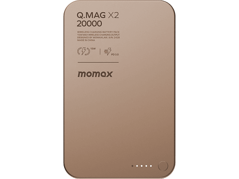 MOMAX IP133L2 Q.Mag X2 35W 20000mAh Wireless Taşınabilir Şarj Cihazı Çöl Titanyum