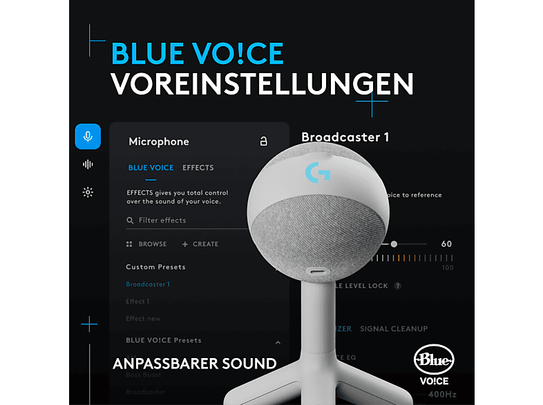 Logitech G Yeti Orb Lightsync, RGB Gaming USB-Mikrofon und Blue VO!CE, USB, Weiß; USB-Gaming-Mikrofon — Foto 3 von 5
