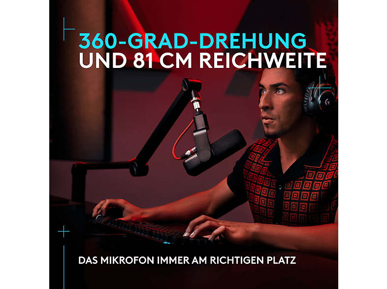 Logitech G Compass Premium-Mikrofonschwenkarm ideal für Broadcasting-Anwendungen wie Gaming-Streams, Podcasts, YouTube-Videos; Tischstativ — Foto 4 von 4