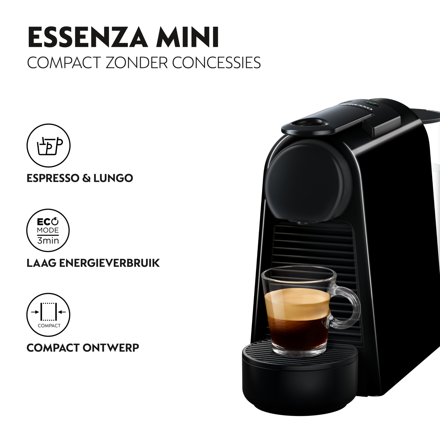 White and black coffee machine with all the parts and the box that comes with it.
