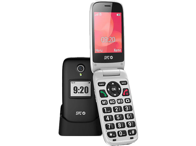 Móvil - SPC Polaris, Negro, 1400mAh, 4G para Mayores, GPS, Teclas Grandes, Botón SOS, Compatible con app gestión remota Care