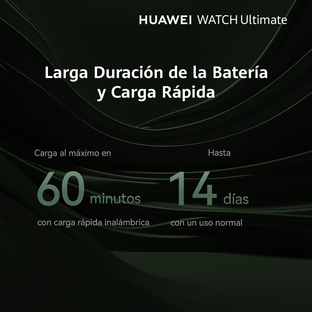 Anuncio de smartwatch con duración de batería: 60 minutos de carga para 14 días de uso.