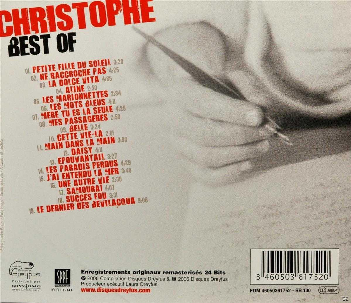 Die Rückseite einer CD mit Titellisten für Christophers Album 'Best Of'.