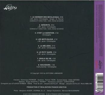 Die Rückseite eines Musikalbums mit Songtiteln, Credits und einem Barcode auf dunklem Hintergrund.