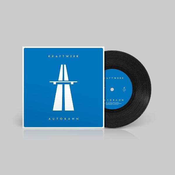 Albumcover mit einem blauen Schild mit einem Autobahnsymbol und einer schwarzen Schallplatte.