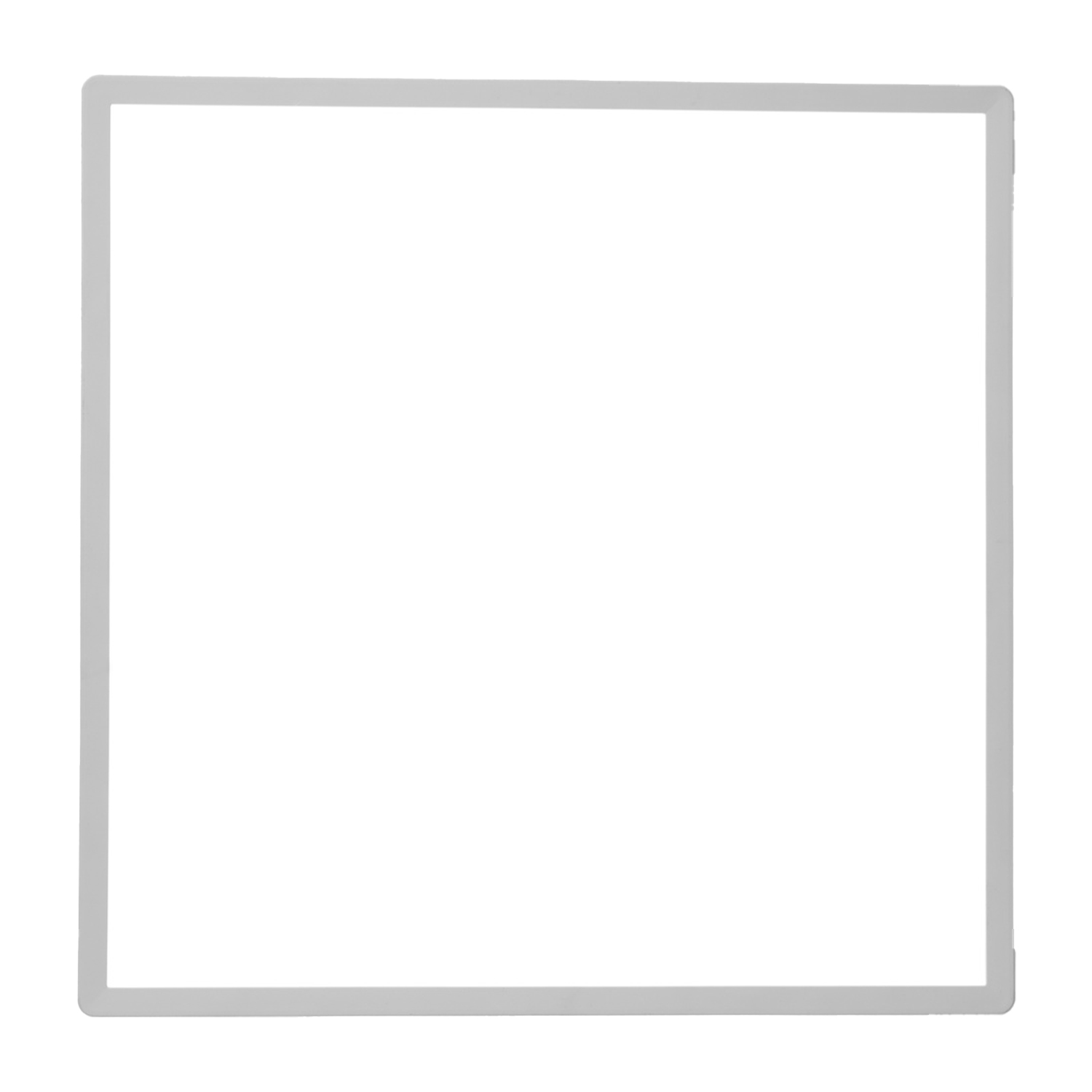 Cornice quadrata bianca vuota. La cornice è bianca e ha un design semplice. Isolato su bianco.