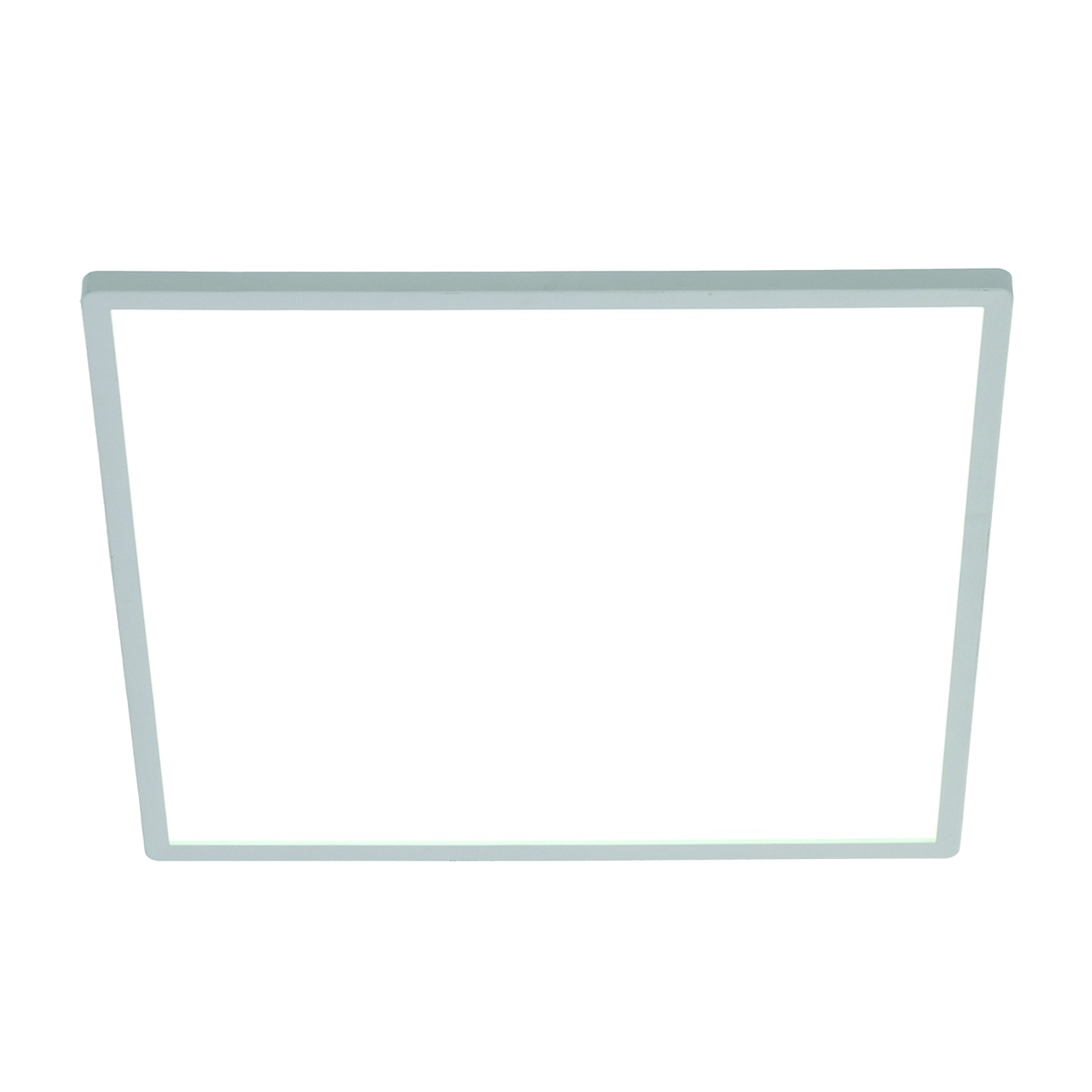Un apparecchio di illuminazione rettangolare con interno bianco e cornice grigio chiaro.