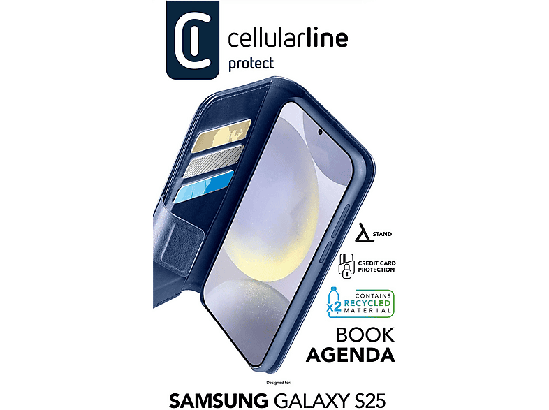 Thumbnail - CELLULAR LINE Book Agenda, Bookcover, Samsung, Galaxy S25, Blau
