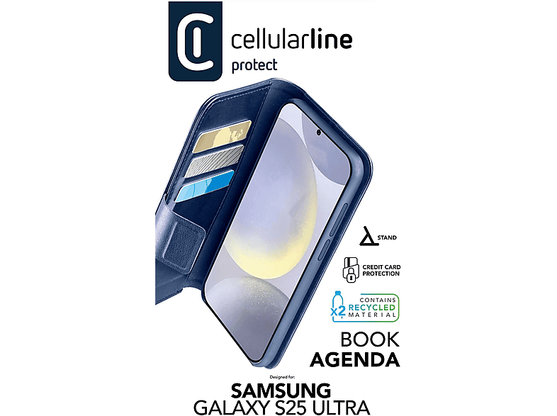 Thumbnail - CELLULAR LINE Book Agenda, Bookcover, Samsung, Galaxy S25 Ultra, Blau