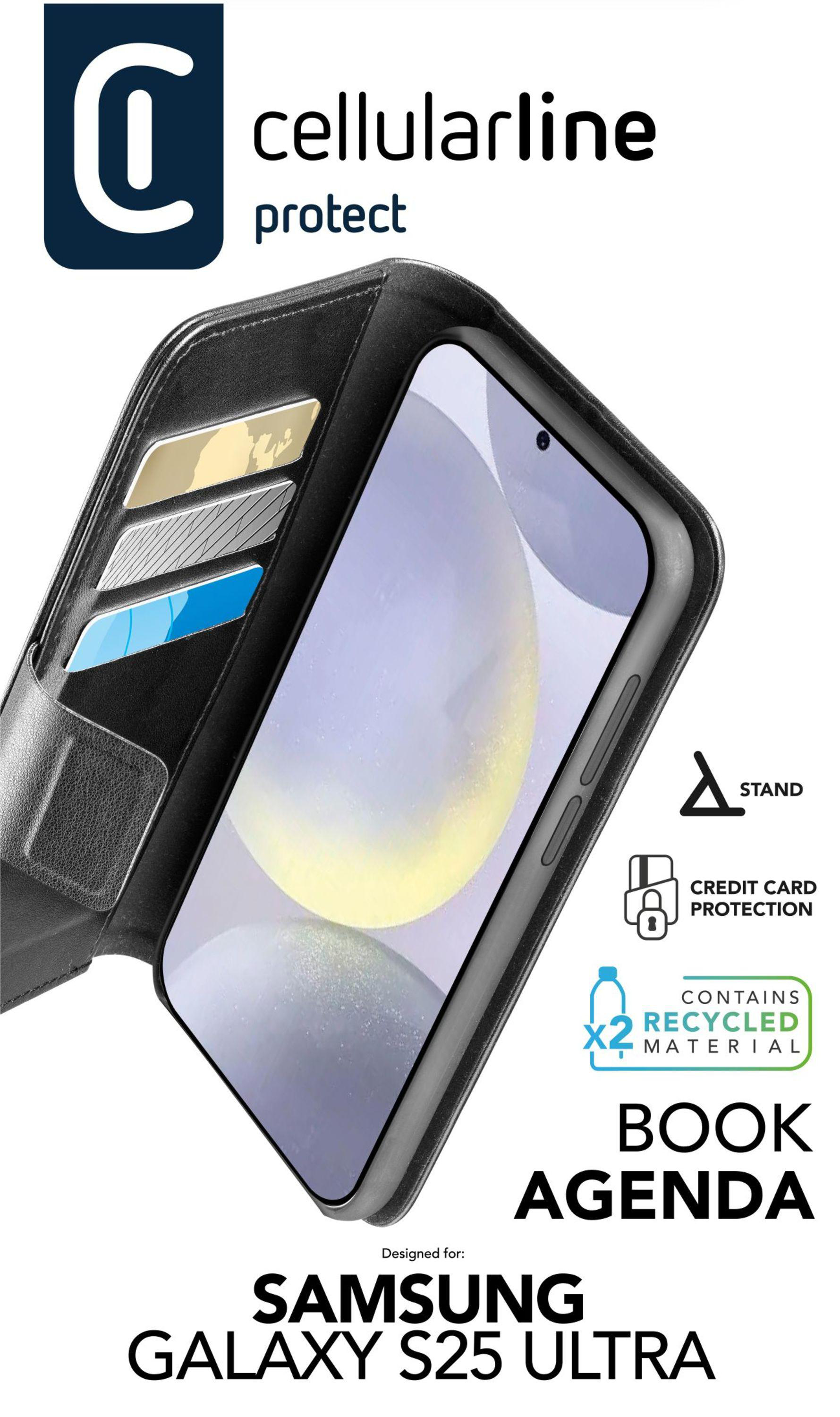 Handyhülle mit Karten. Schwarzes und weißes Etui mit Telefon. Weißer Hintergrund.