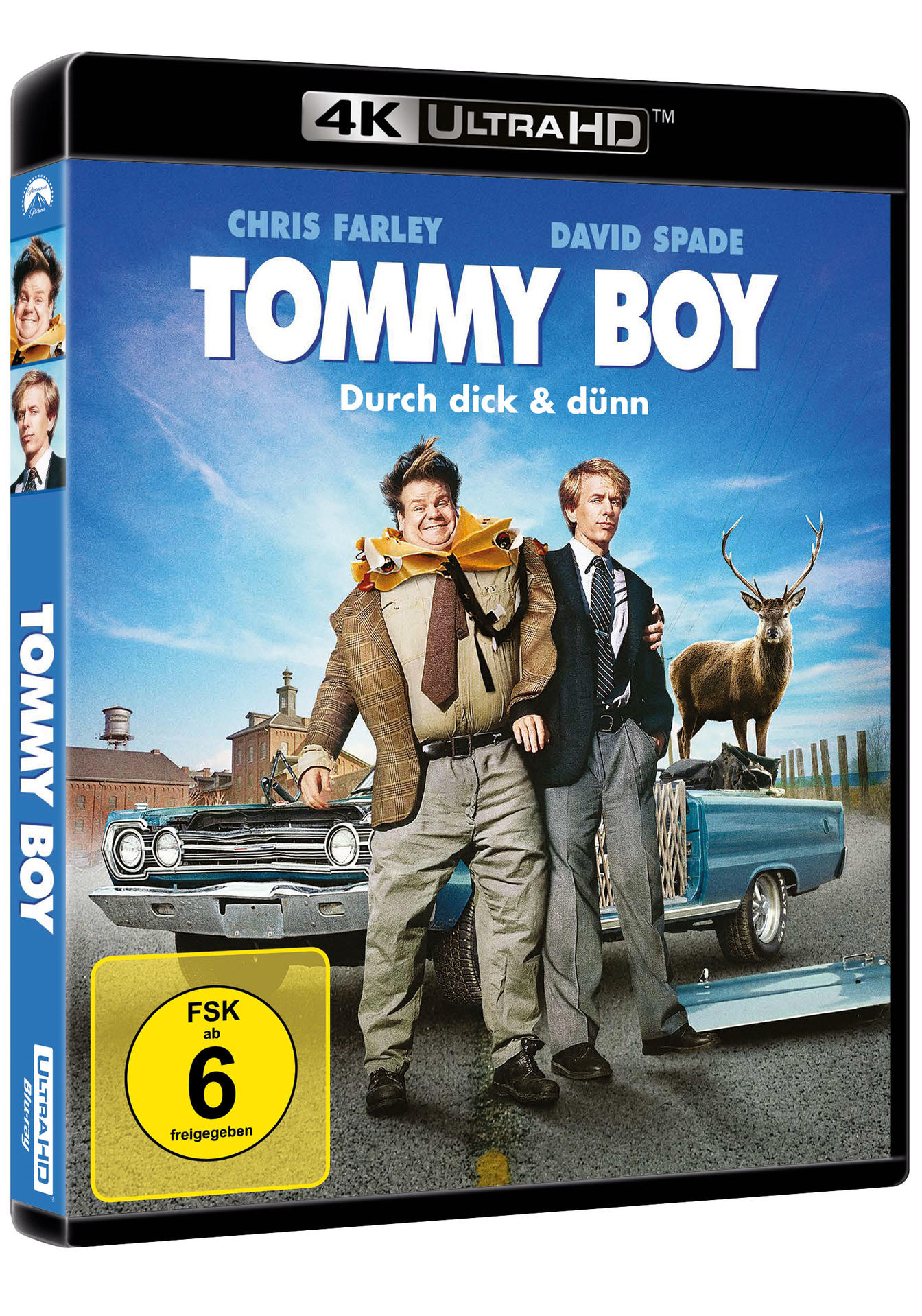 DVD-Cover. Zwei Männer vor einem Auto. Titel: Tommy Boy.