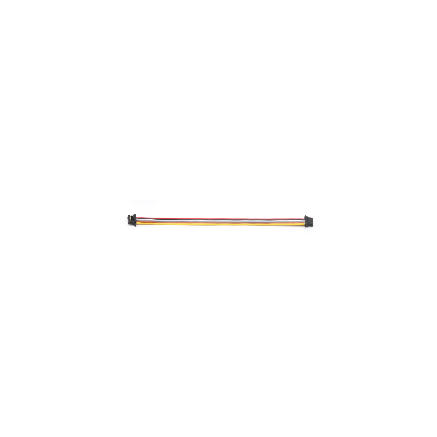 A multi-colored cable with connectors at each end, isolated on a white background.