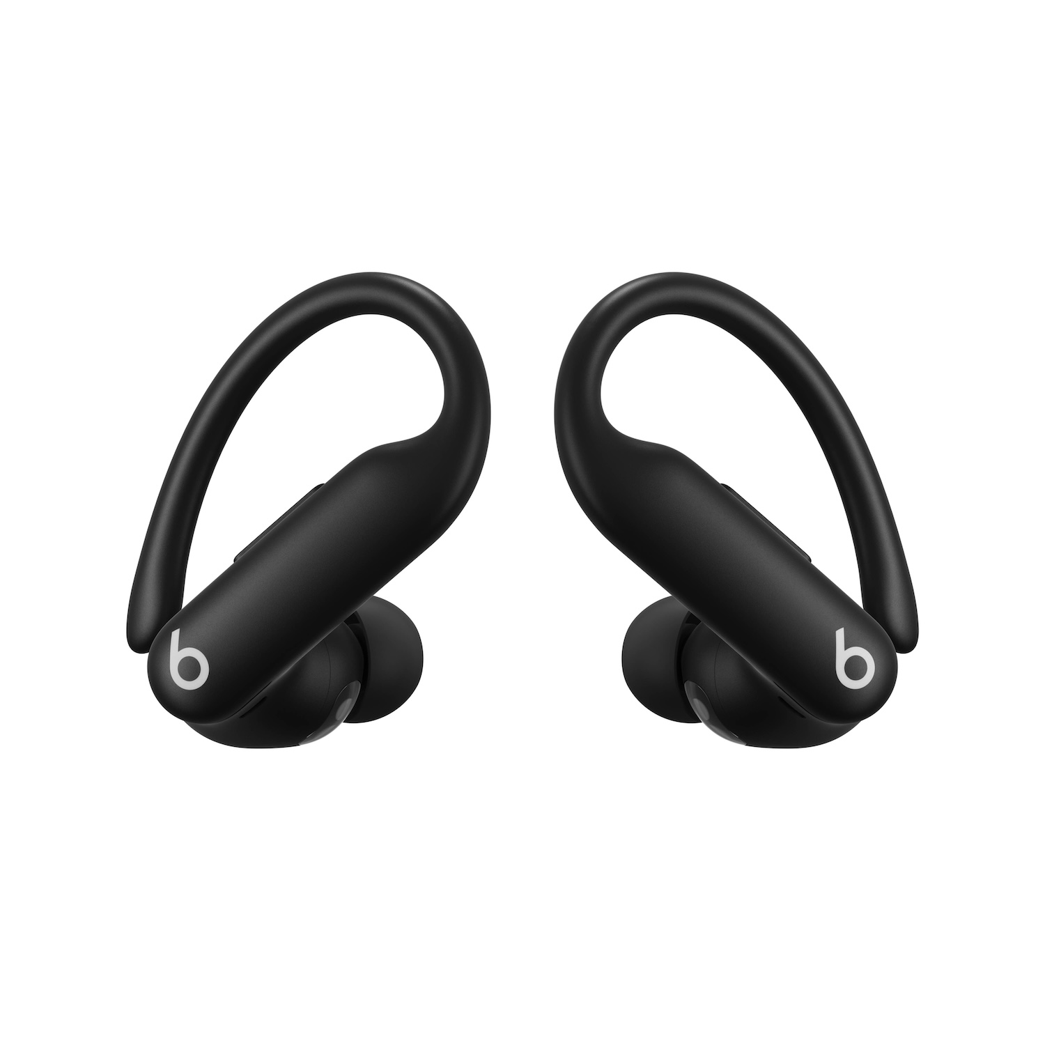 Auriculares Beats negros. Logotipo blanco. Fondo negro.