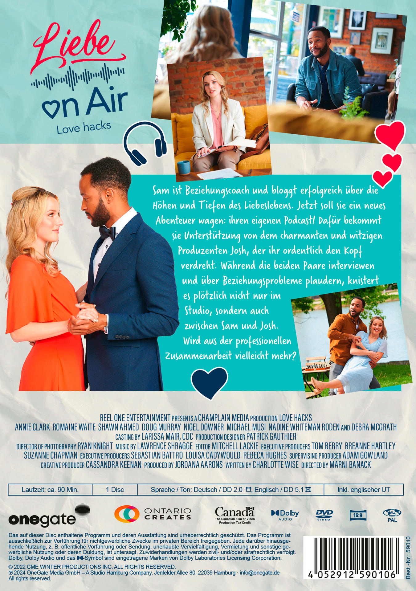 Filmplakat: Ein Mann und eine Frau tanzen; oben Titel "Liebe on Air". Text über Inhalt.