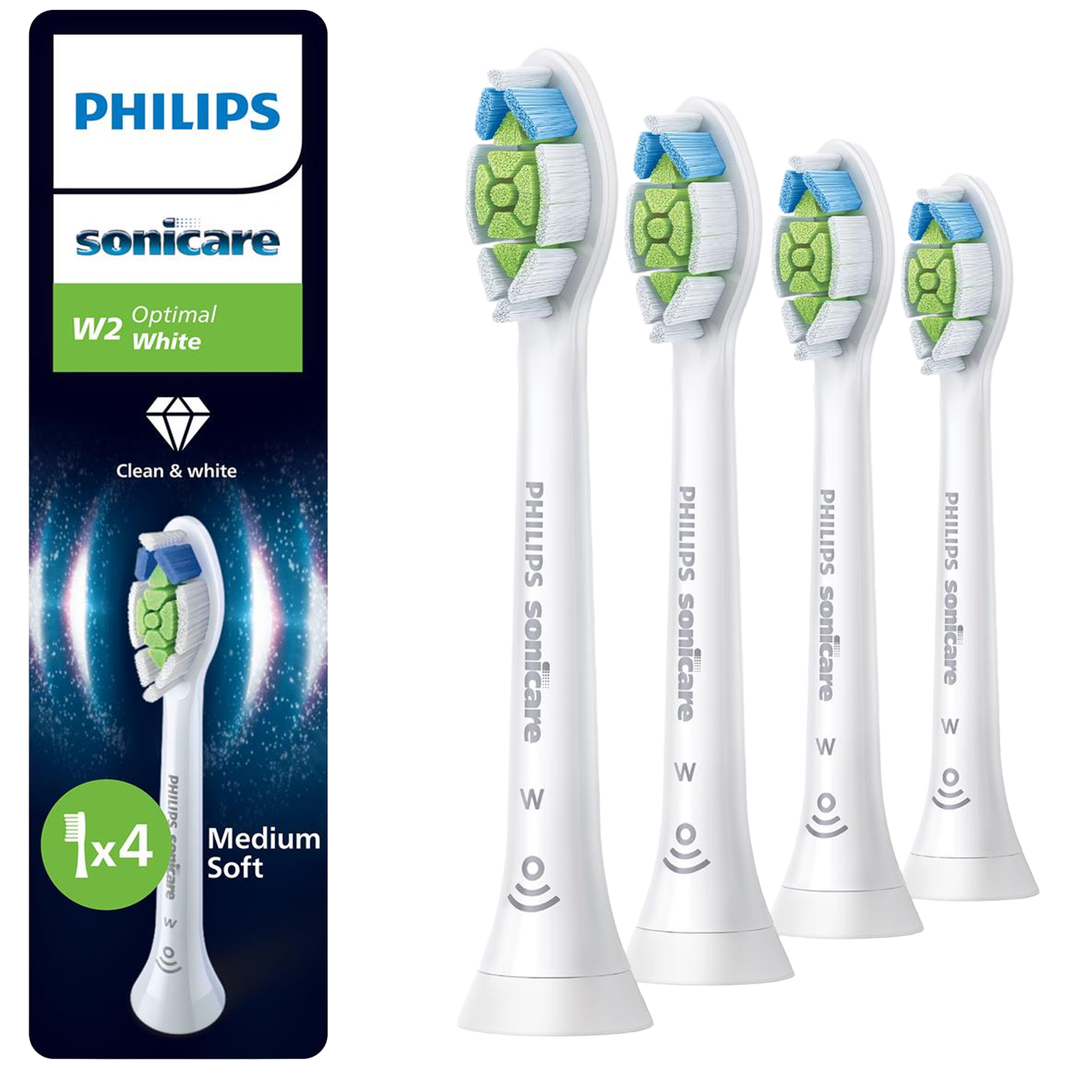 Philips Sonicare Opzetborstels 4 W2 Optimal White Hx6064/87 Opzet Borstels Wit