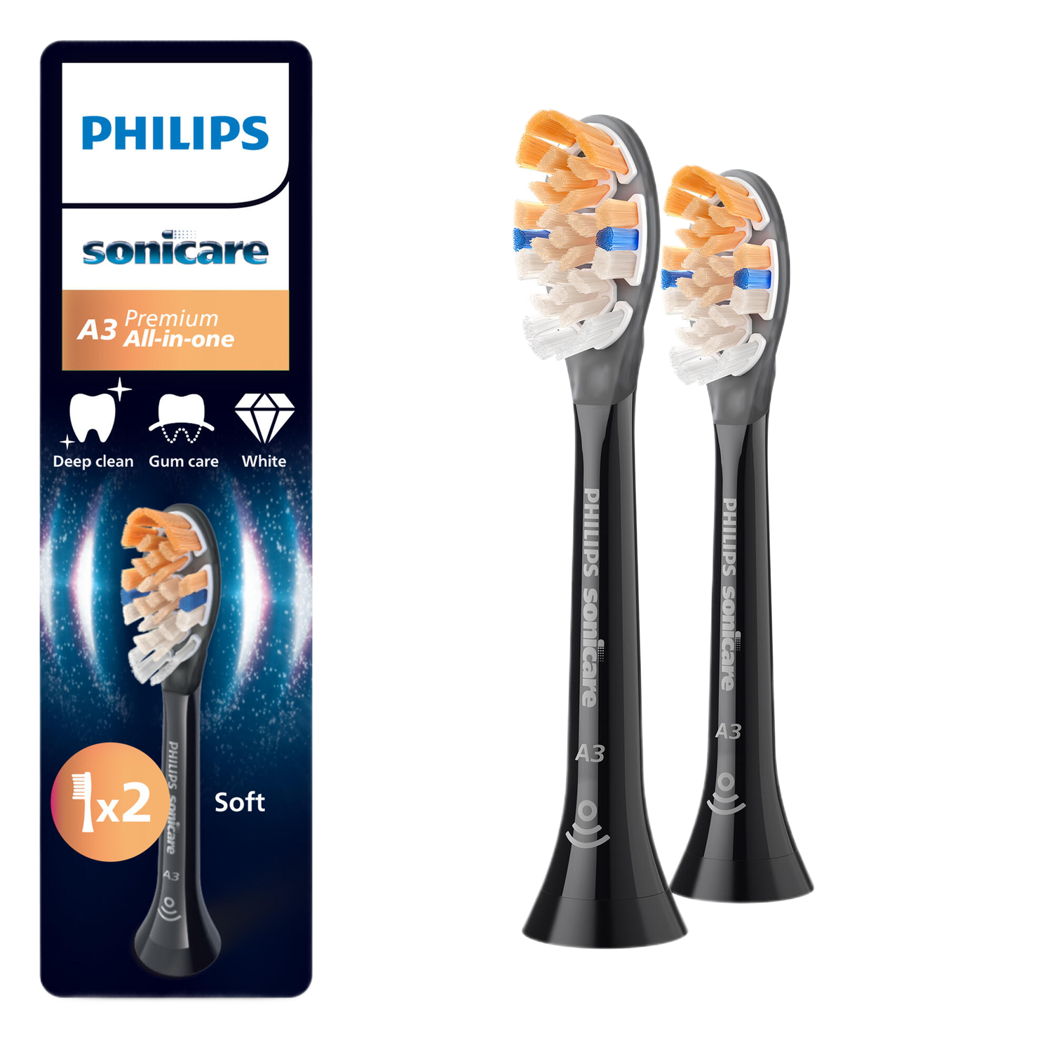 Philips Sonicare 2 A3 Premium All-in-one Hx9092/88 Opzet Borstels Zwart afbeelding
