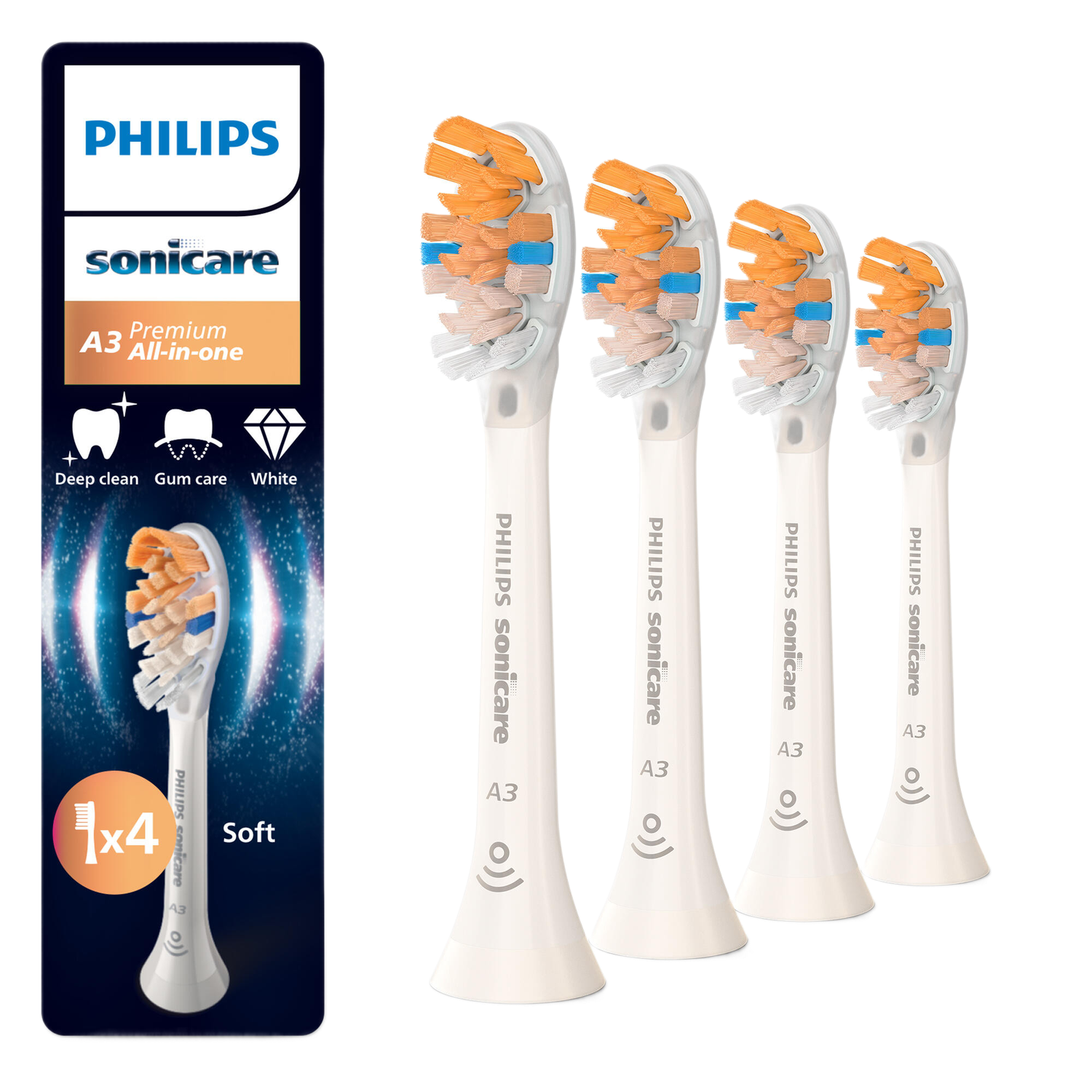 Philips Sonicare 4 A3 Premium All-in-one Hx9094/87 Opzet Borstels Wit