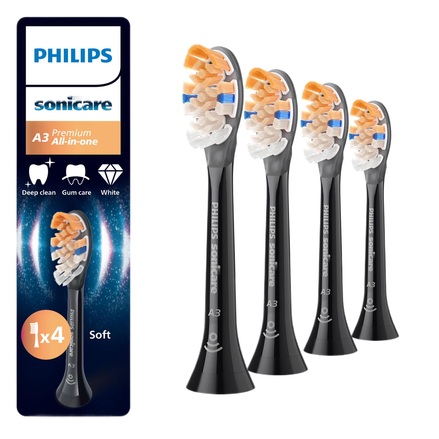 Philips Sonicare 4 A3 Premium All-in-one Hx9094/88 Opzet Borstels Zwart afbeelding