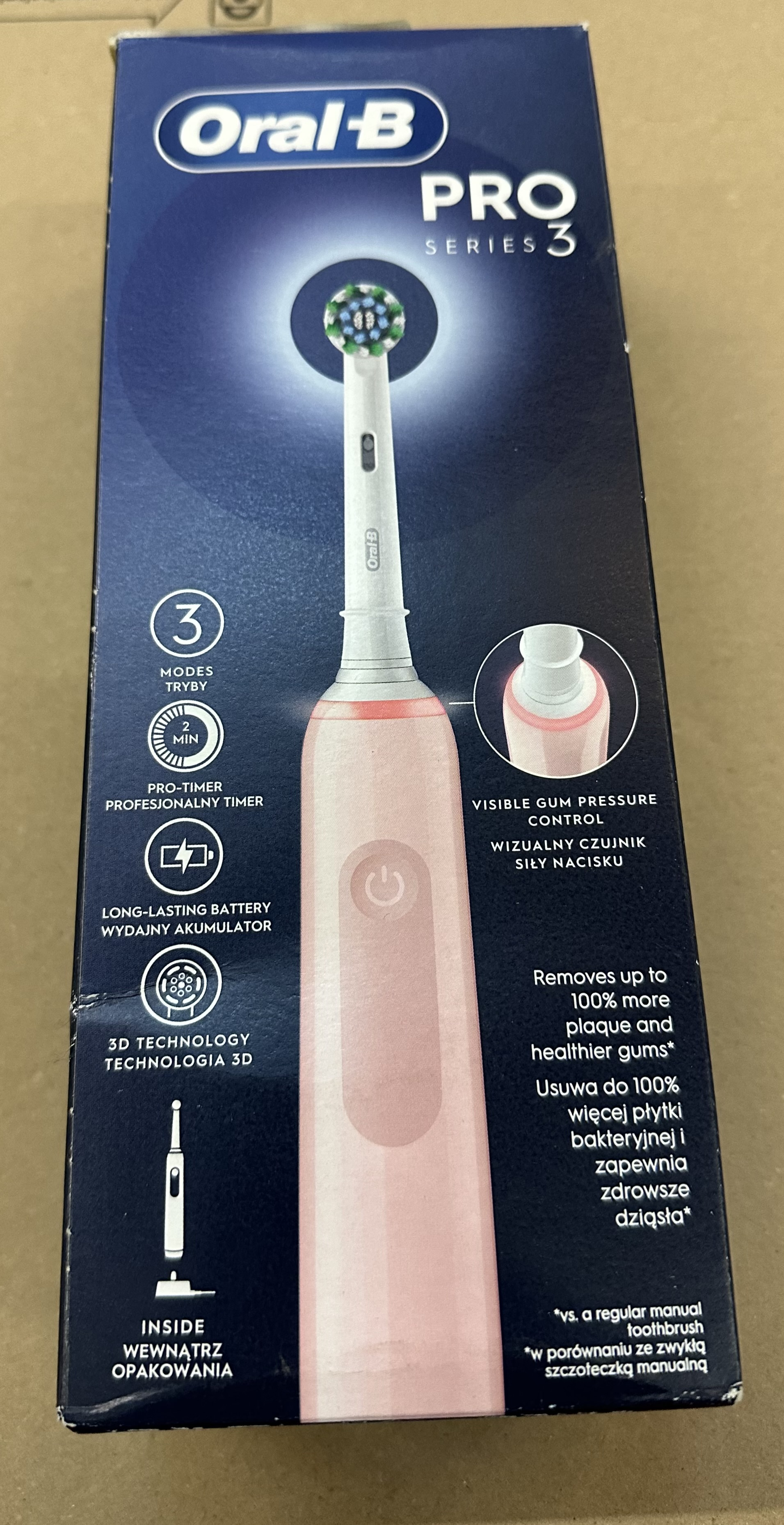 OUTLET - Szczoteczka elektryczna ORAL-B PRO3 CROSS ACTION Pink