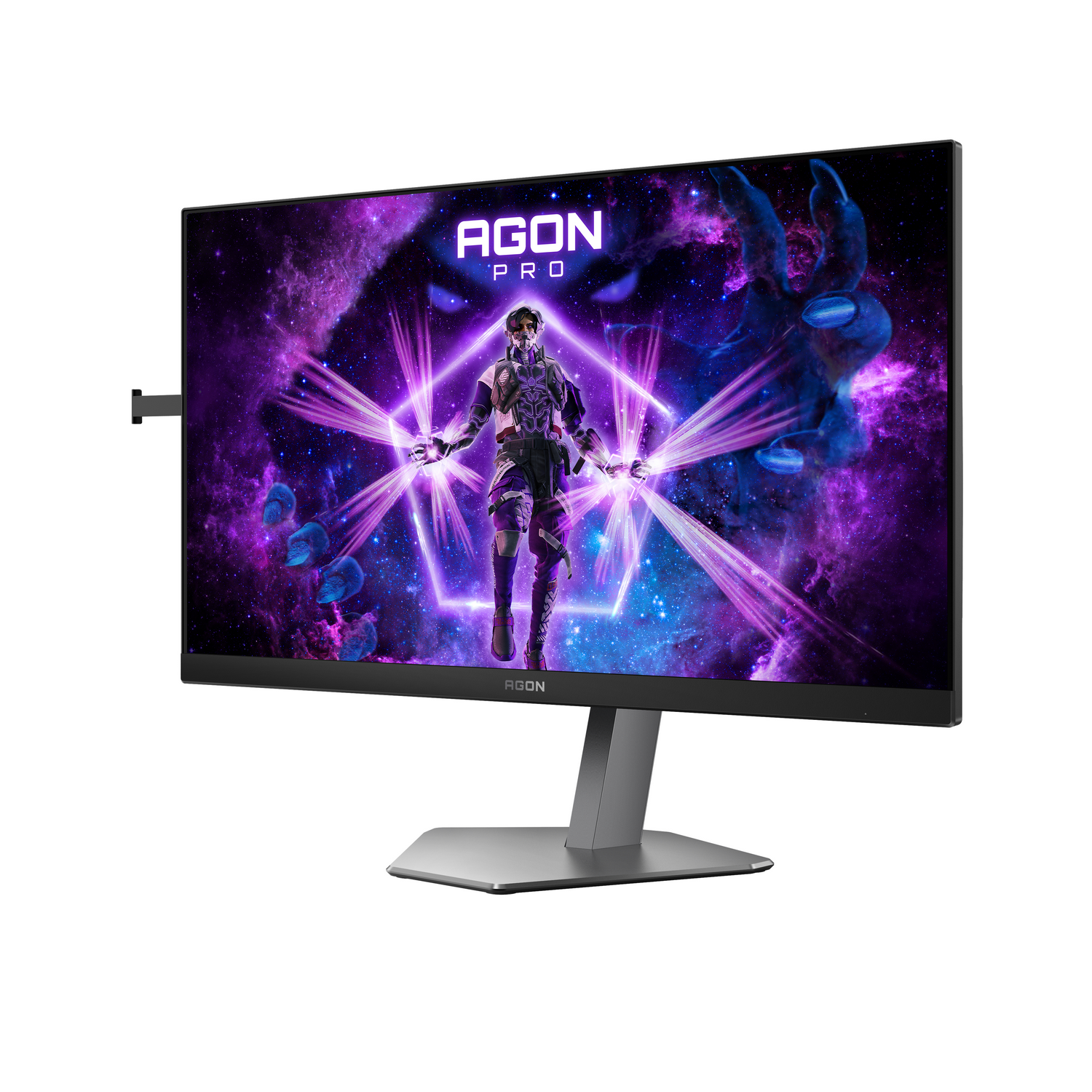 Un monitor para juegos con un gráfico futurista.