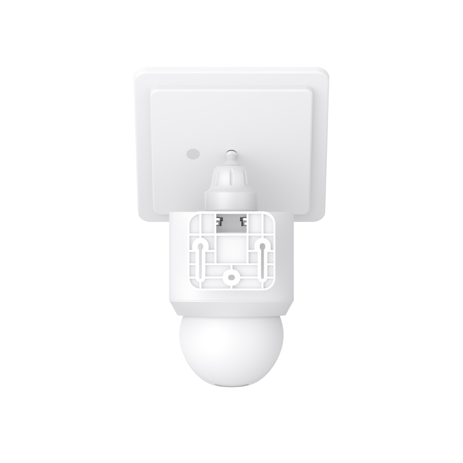 A white sensor device with a circular bulb-shaped component is shown.