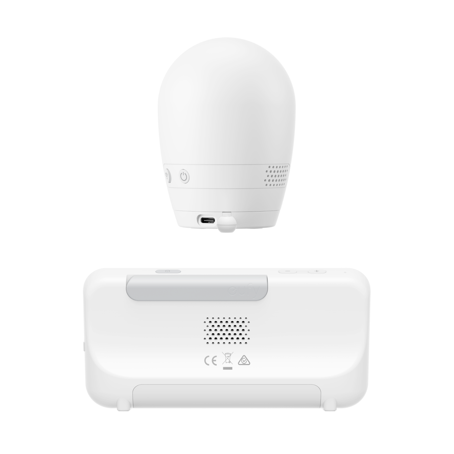 Un babyphone blanc, avec une caméra et un écran.