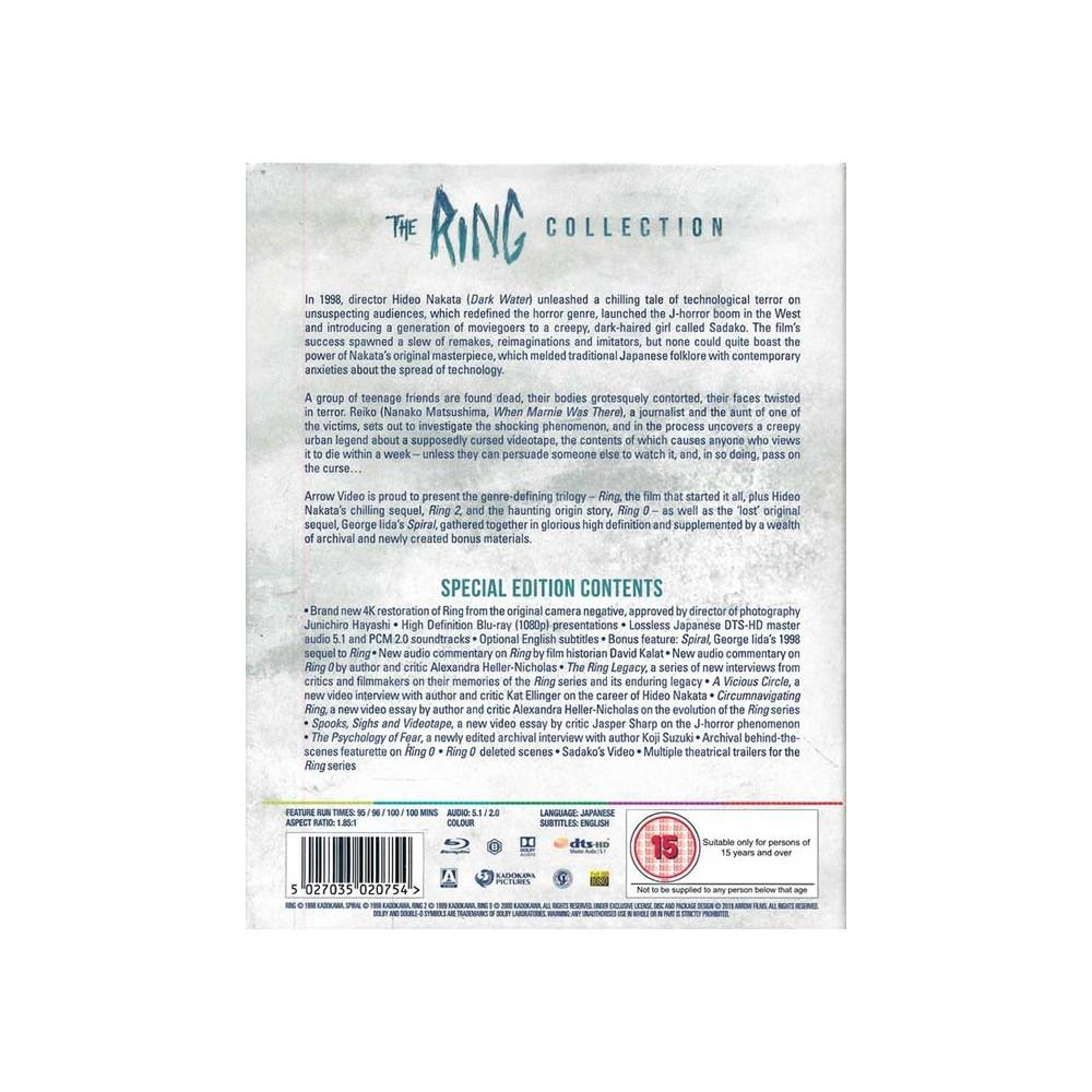 A DVD case with text about The Ring Collection. The cover is black, and there's a movie poster design.