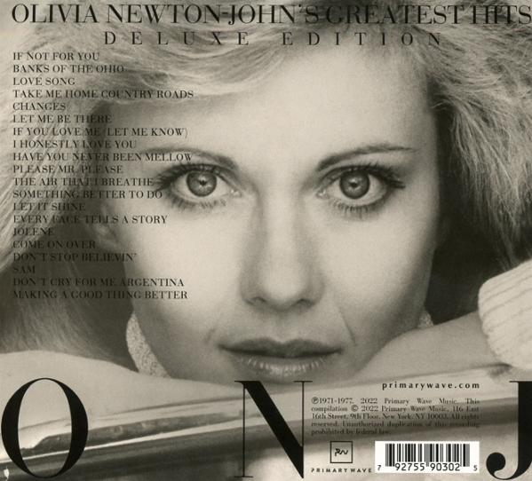 Album borító Olivia Newton-John portréval és dal listával.