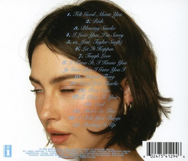 CD-Cover: Das Gesicht einer Frau mit Album-Trackliste.