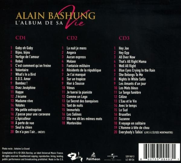 CD-Cover mit weißem Hintergrund und Text in Schwarz über Songs.