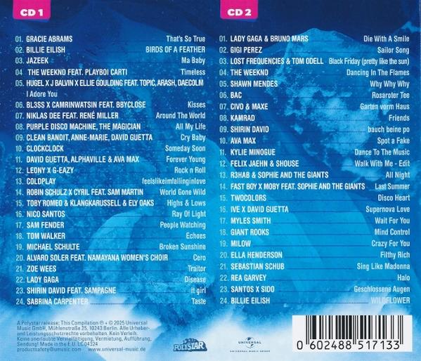 CD-Hülle mit zwei CDs und einer Auflistung der Songs auf der Rückseite.