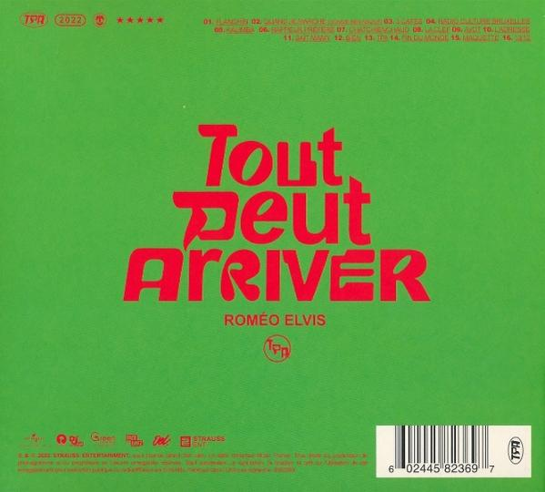CD-Cover mit rotem Text auf grünem Hintergrund, Songtitel aufgelistet.