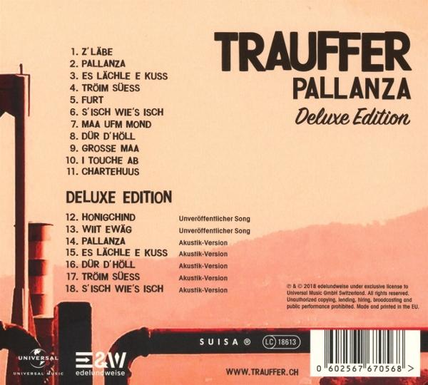 Albumcover: Trauffer Pallanza Deluxe Edition, mit Titelliste und Universal Music Logo.