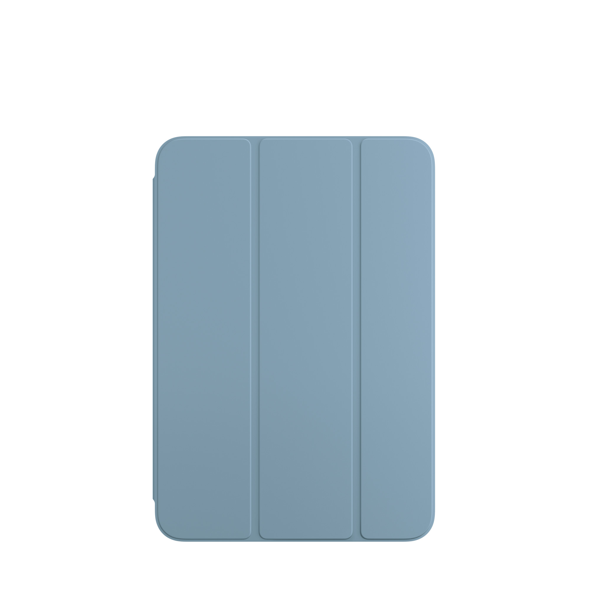 Mavi iPad kılıfı. Kılıf kapalı ve üç katı var.