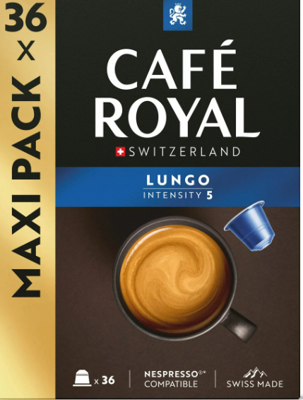 Kaffeekapselbox, Cafe Royal LUNGO, Swiss made, Kaffeetasse.
