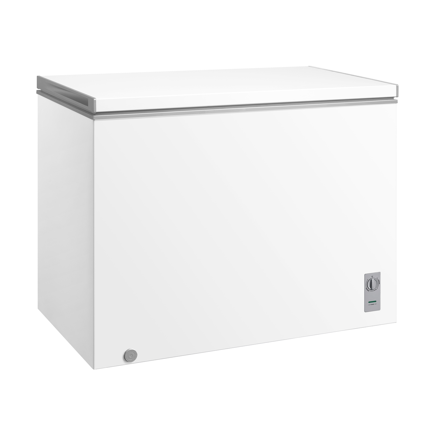 Un congelatore bianco isolato su sfondo bianco.