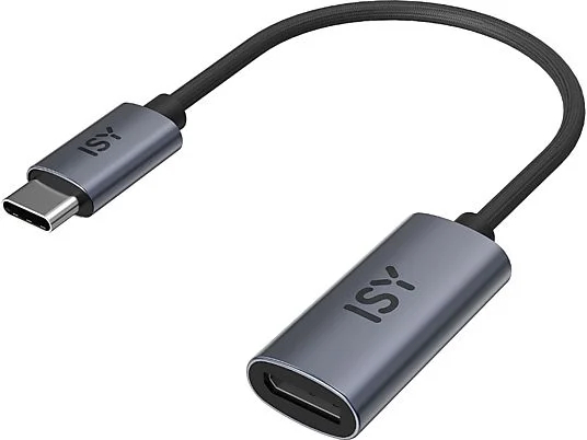 Adapter USB-C na USB-A z czarnym kablem i szarymi złączami.