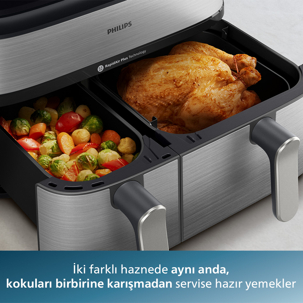 PHILIPS NA555/00 5000 Serisi Çift Hazneli Airfryer Fiyat & Özellik