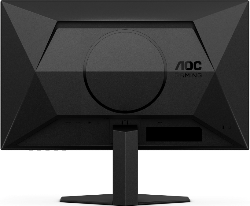Arrière d'un moniteur d'ordinateur noir avec le logo AOC Gaming et divers ports d'entrée.