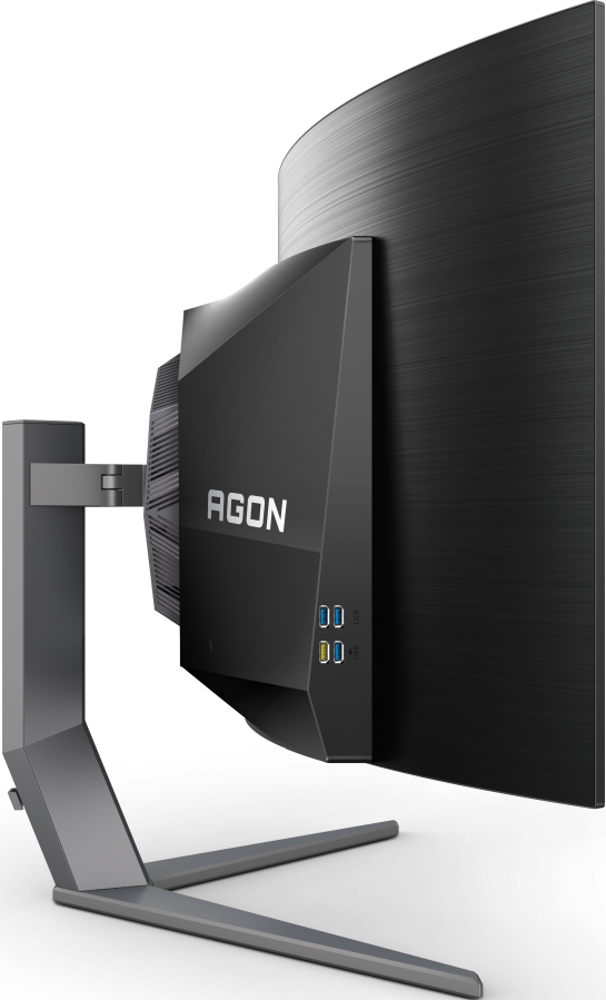 Moniteur de jeu avec logo AGON, vue latérale.