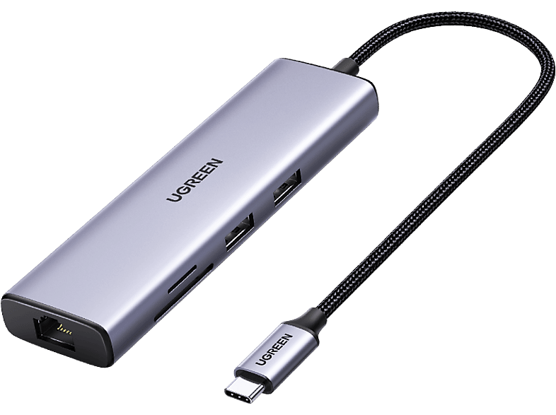 UGREEN 7'si 1 arada 4K HDMI USB C Hub Gri