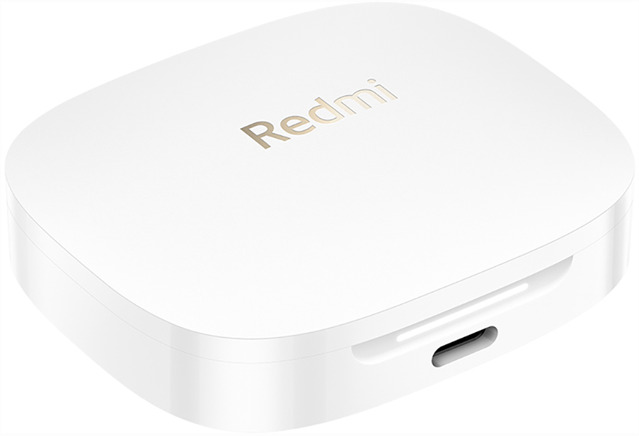 Ein weißes, abgerundetes Ladecase für Redmi-Ohrhörer.